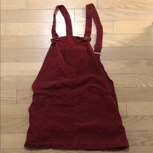 Lucca Couture Burgundy Corduroy Overall Dress M